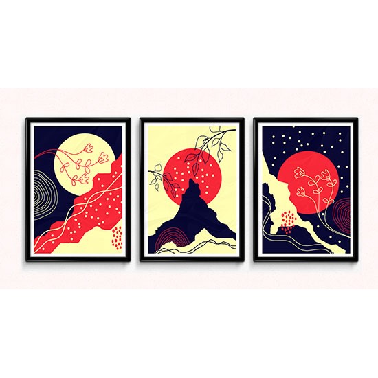 Fabulous Minimalist Abstract Posters Boho Style, 3 Print Set - 1