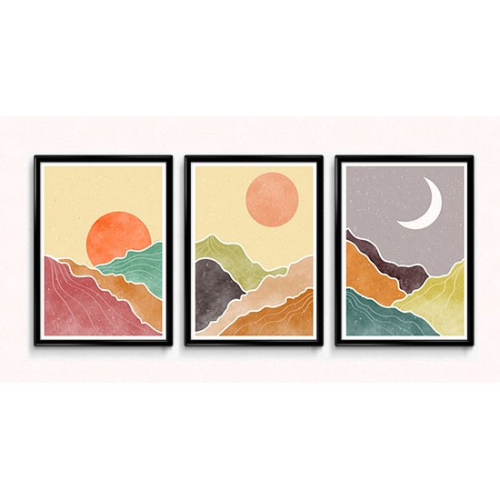 Fabulous Minimalist Abstract Posters Boho Style, 3 Print Set - 18