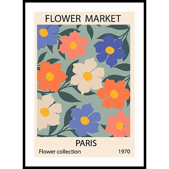 1970 Daisy Flowers Market Abstract Floral Wall Art Poster 12