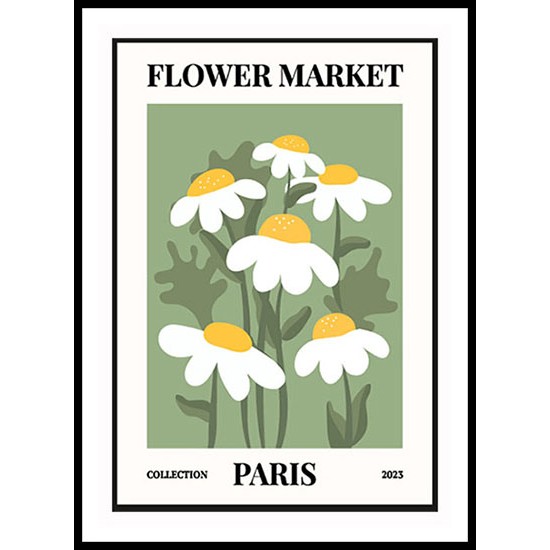 1970 Daisy Flowers Market Abstract Floral Wall Art Poster 4