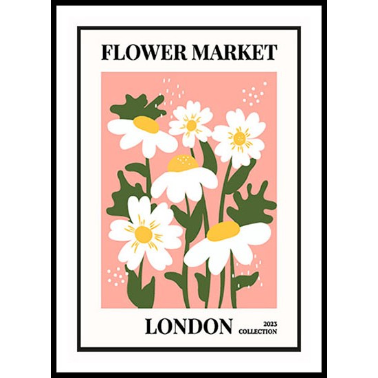 1970 Daisy Flowers Market Abstract Floral Wall Art Poster 7