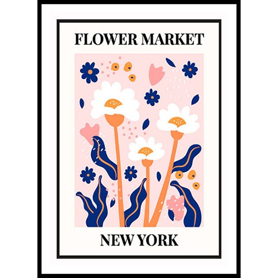 1970 Daisy Flowers Market Abstract Floral Wall Art Poster 8