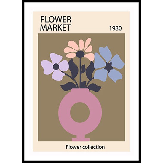 Abstract Flower Market With Flowers And Vase Wall Art Poster 4