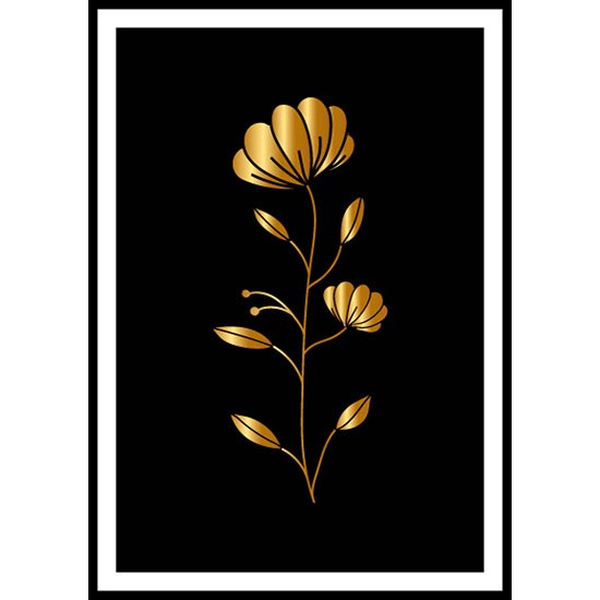 Minimalist Modern Gold Flowers Wall Art Poster 3