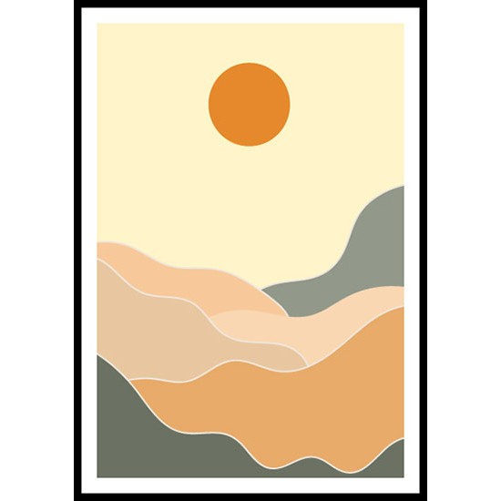 Minimalist Modern Landscape Sun And Moon Wall Art Poster