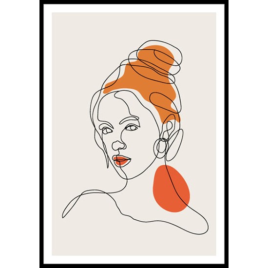 Minimal Women Face Line Art Drawing Wall Art Poster 3