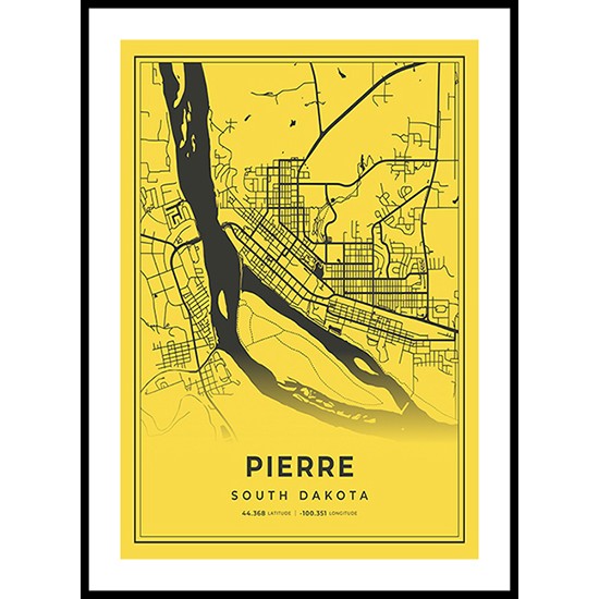 Pierre City Map, South Dakota