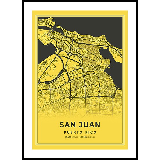 San Juan City Map, Puerto Rico