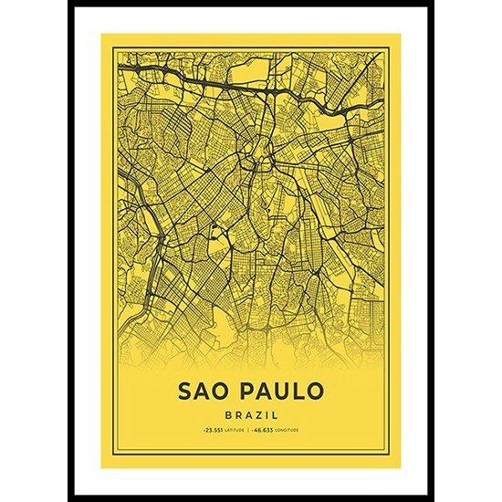 Sao Paulo City Map, Brazil