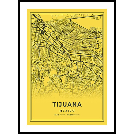 Tijuana City Map, Mexico