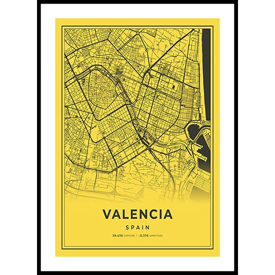 Valencia City Map, Spain