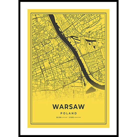 Warsaw City Map, Poland