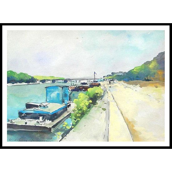 Barges along the Seine 1912, A New Print Of an Albert Lebourg Painting