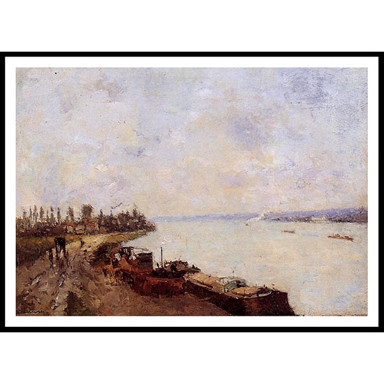 Barges on the Seine near Paris, A New Print Of an Albert Lebourg Painting