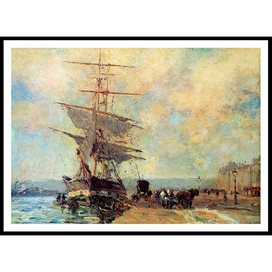 Ship in Harbour Rouen, A New Print Of an Albert Lebourg Painting