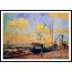 Steamers and Barges in the Port of Rouen Sunset, A New Print Of an Albert Lebourg Painting