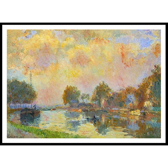 The Banks of the Canal at Charenton Sunny Autumn Afternoon, A New Print Of an Albert Lebourg Painting