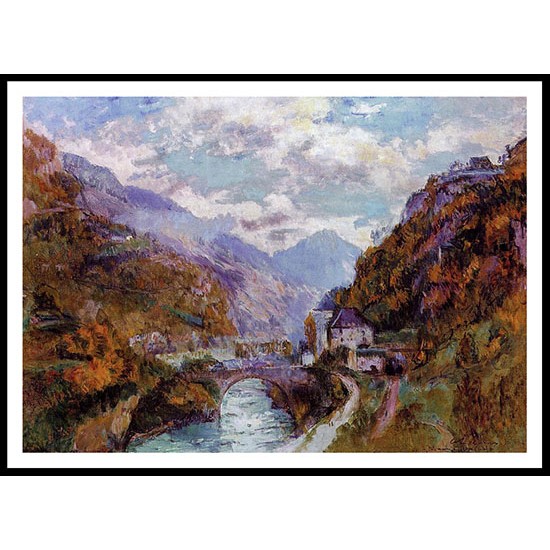 The Rhone at Saint Maurice Valais aka Switzerland , A New Print Of an Albert Lebourg Painting