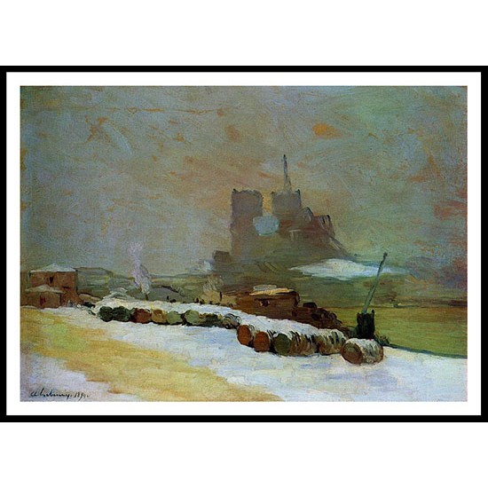 View of Notre Dame Winter 1894, A New Print Of an Albert Lebourg Painting