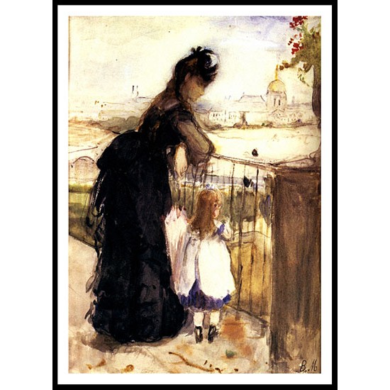 1870 Woman and child on a balcony, A New Print of a painting by Berthe Morisot