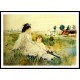 1875 Young woman and child in grass, A New Print of a painting by Berthe Morisot