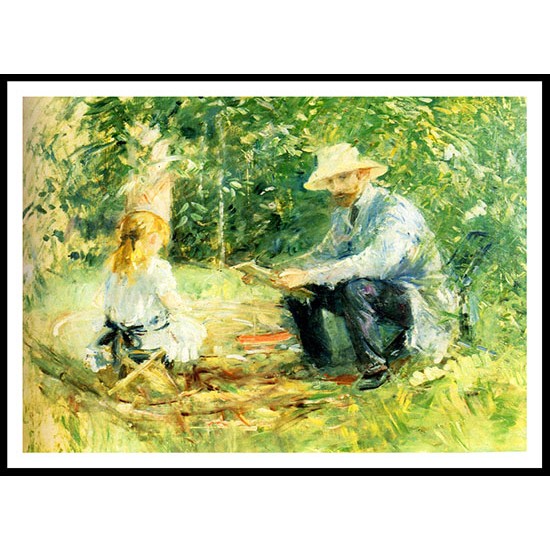 1883 Eugene Manet and his daughter with the Garden, A New Print of a painting by Berthe Morisot