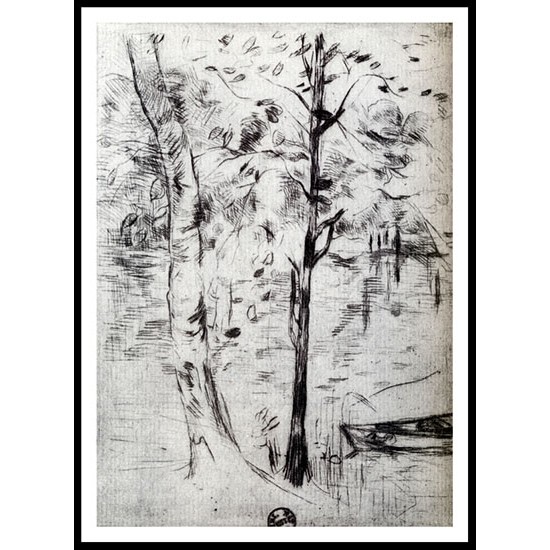 1888 The Lake of the Wood of Boulogne, A New Print of a painting by Berthe Morisot