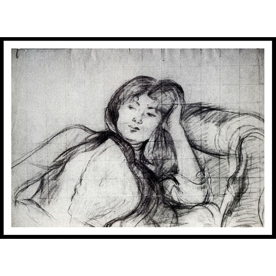 1889 Study for the Young woman at rest, A New Print of a painting by Berthe Morisot