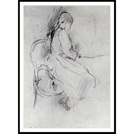 1889 Young girl writing, A New Print of a painting by Berthe Morisot