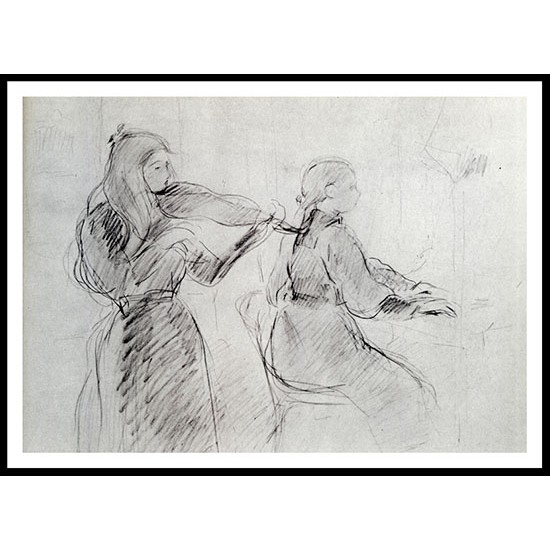 1894 Study for the Sonata of Mozart, A New Print of a painting by Berthe Morisot