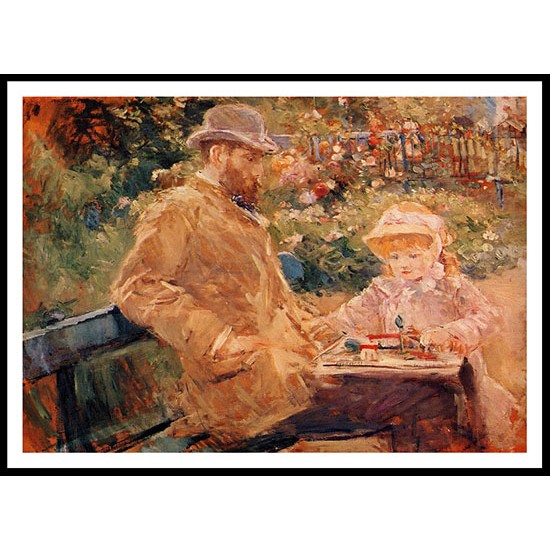 Eugene Manet and His Daughter at Bougival, A New Print of a painting by Berthe Morisot