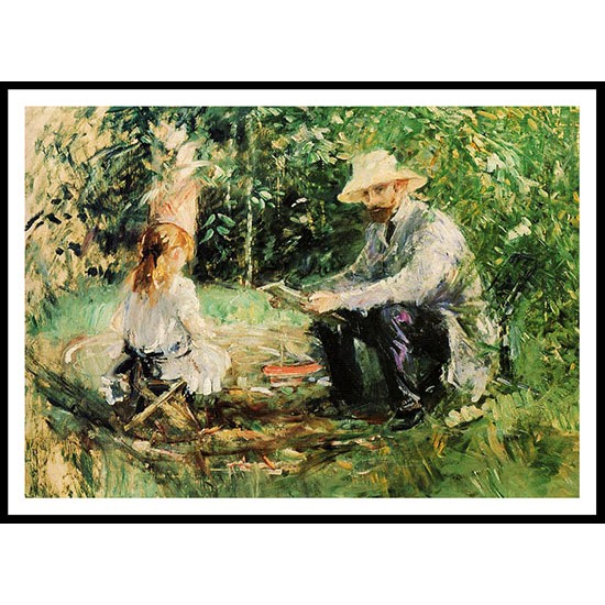 Eugene Manet and His Daughter in the Garden, A New Print of a painting by Berthe Morisot