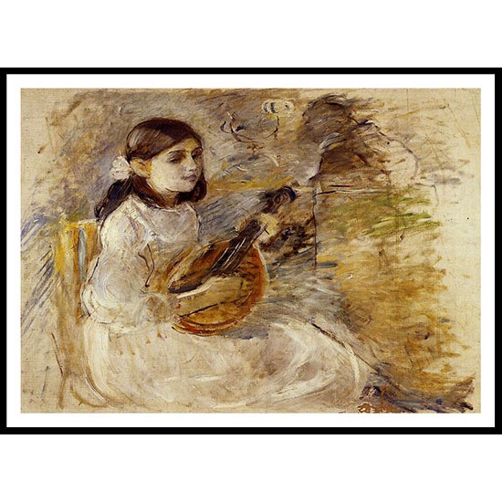 Girl Playing the Mandolin, A New Print of a painting by Berthe Morisot