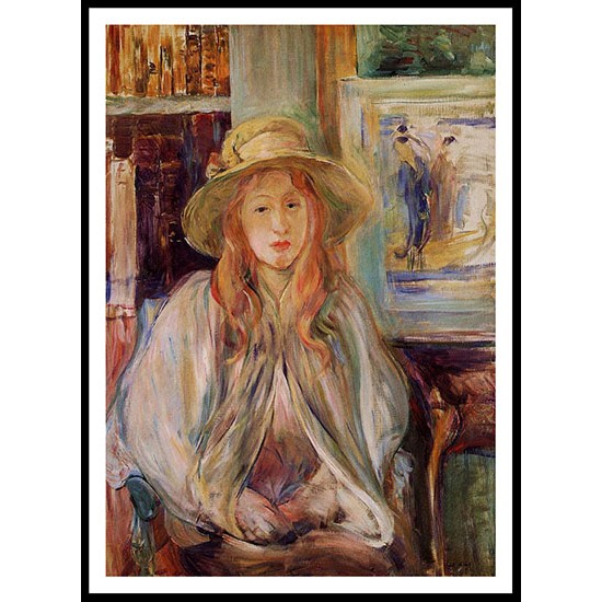 Girl in a Straw Hat, A New Print of a painting by Berthe Morisot