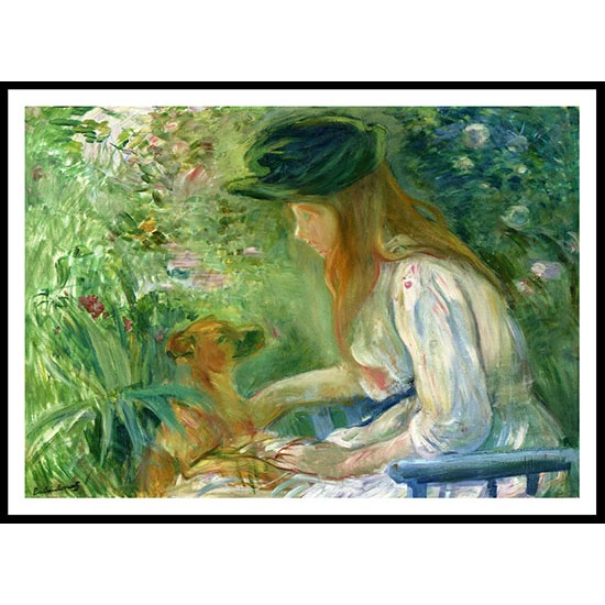 Girl with Dog - 2, A New Print of a painting by Berthe Morisot