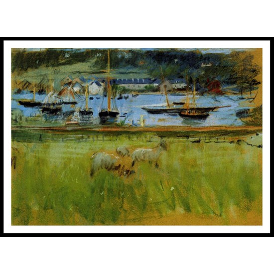 Harbor in the Port of Fecamp, A New Print of a painting by Berthe Morisot