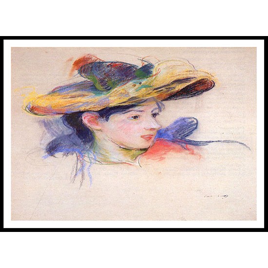 Jeanne Pontillon Wearing a Hat, A New Print of a painting by Berthe Morisot