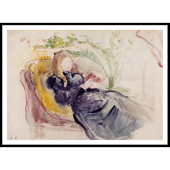 Julie Manet Reading in a Chaise Lounge, A New Print of a painting by Berthe Morisot