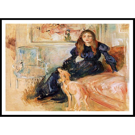 Julie Manet and Her Greyhound Laertes, A New Print of a painting by Berthe Morisot