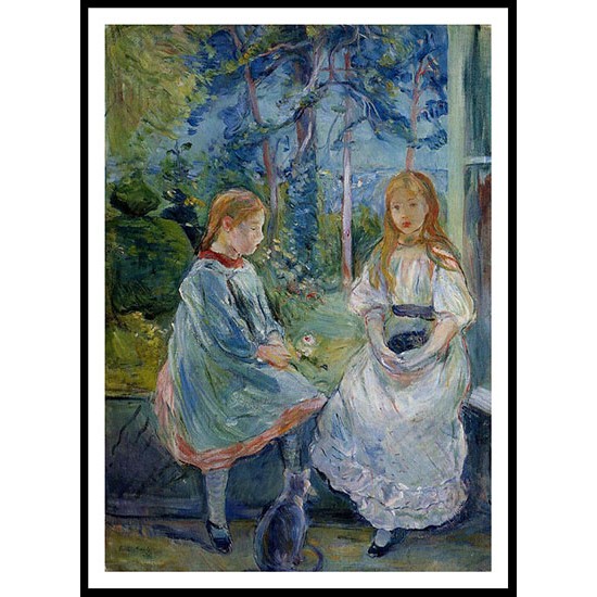 Little Girls at the Window Jeanne and Edma Bodeau, A New Print of a painting by Berthe Morisot