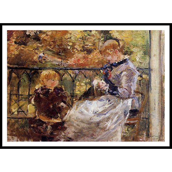 On the Balcony of Eugene Manets Room at Bougival, A New Print of a painting by Berthe Morisot