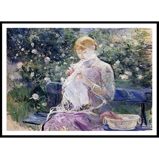 Pasie Sewing in the Garden, A New Print of a painting by Berthe Morisot