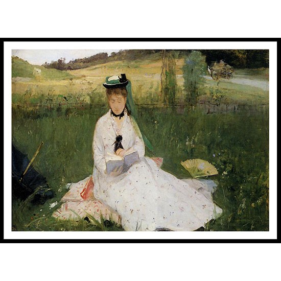 Reading with Green Umbrella, A New Print of a painting by Berthe Morisot