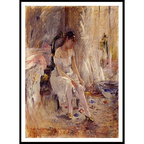 Woman Getting Dressed also known as Young Woman Fastening Her Stockings, A New Print of a painting by Berthe Morisot