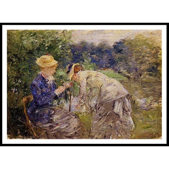 Woman Picking Flowers, A New Print of a painting by Berthe Morisot