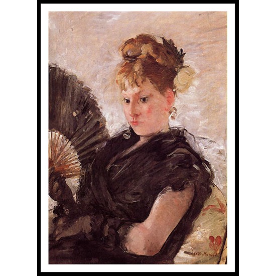 Woman with a Fan also known as Head of a Girl, A New Print of a painting by Berthe Morisot