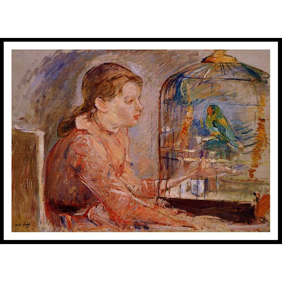 Young Girl and the Budgie, A New Print of a painting by Berthe Morisot