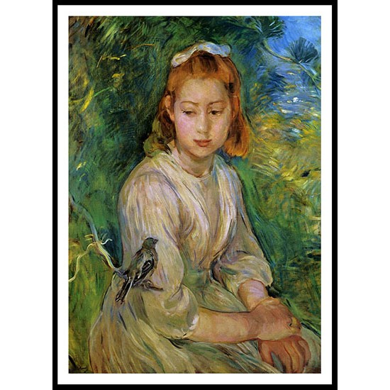 Young Girl with a Bird, A New Print of a painting by Berthe Morisot