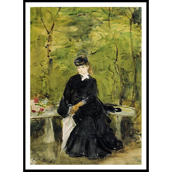 Young Lady Seated on a Bench, A New Print of a painting by Berthe Morisot