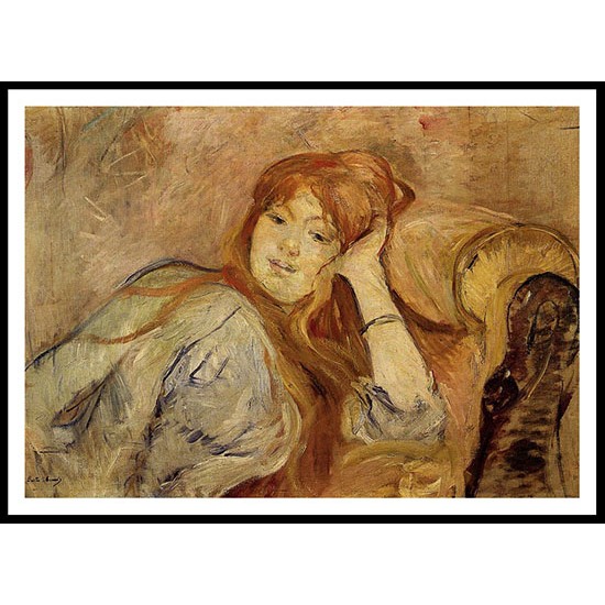 Young Woman Leaning on Her Elbow, A New Print of a painting by Berthe Morisot